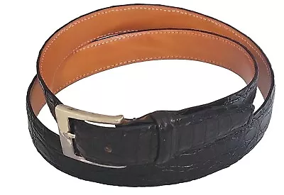 Zelli 47  Men's Vintafe Caiman Crocodile Belt Black Silver Hardware Size 40  • $100