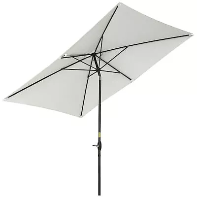 Outsunny 2 X 3(m) Garden Parasol Rectangular Market Umbrella W/ Crank White • £51.99