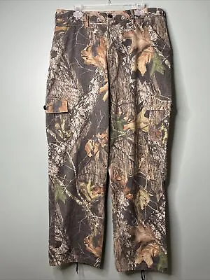 FieldStaff Apparel Mens Cargo Twill Pant Mossy Oak Break Up Camo Size Large • $17.99