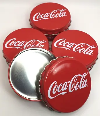 Lot Of 4 Coca-Cola Coke 4  Tin Round Container Red Soda Pop Memorabilia Storage • £19.41