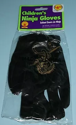 CHILDREN'S NINJA GLOVES ~ Black & Gold ~ HALLOWEEN COSTUME Rubies #331 • $13.79