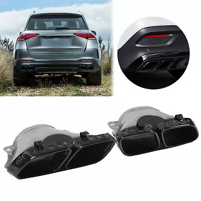 Black Chrome 304 Stainless Steel Quad Exhaust Tips For Mercedes‑AMG GLE63 W167 V • $277.69