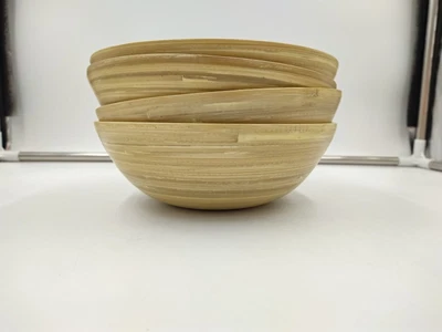 $14.99 • Buy Bamboo Bowl Set Of 4 7inch Salad Bowls Matte Bamboo Natural