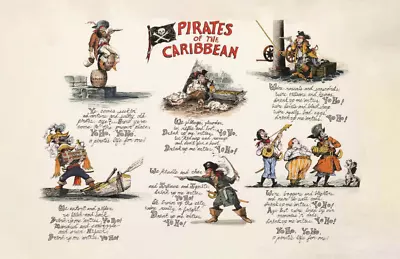 Pirates Of The Caribbean Yo Ho Lyrics Marc Davis 11x17 Poster Print Disney • $16.19