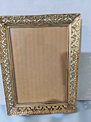 VTG Metal  Floral Filigree Picture Photo Frame 4 3/4 X 6 1/2  Opening Easel • $9.99