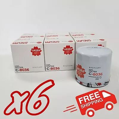 6x Pack Of Sakura C-8036 Oil Filters - Equivalent Of Ryco Z445 & Z436 • $41.40