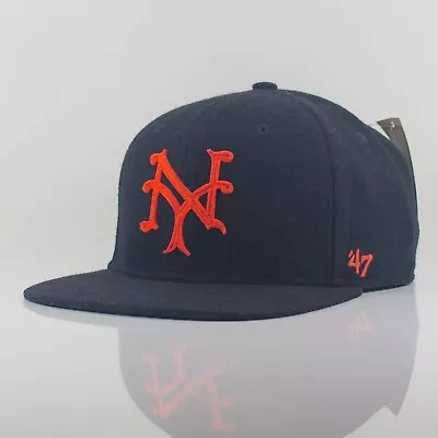 47 Brand MLB Captain New York Mets Melton Black/Orange Adjustable Strapback Cap • £24.99