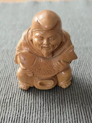 Japanese EBISU' Carved Wood Figure 'One Of The Seven Lucky Gods Of Fortune'  • £7