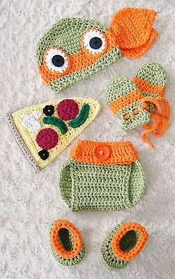 Crochet TMNT Inspired Michelangelo Ninja Turtle Baby Outfit/Costume • $20