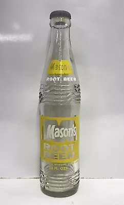 Mason's Root Beer 10 Oz Yellow Label Clear Soda Bottle Vintage 1970s • $14.99