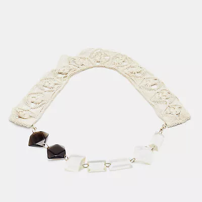 Marni Off-White Macrame & Beads Statement Necklace • $101.85