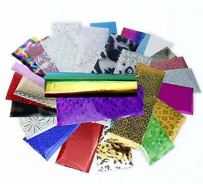 30pcs Nail Art Foil Transfers 4x10cm Mixed Designs  Manicure Wraps Stickers • $3.78