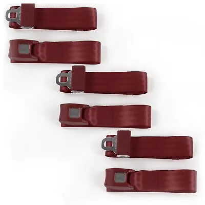 Early Cars 1941 - 1948 Standard 2pt Burgandy Lap Bench Seat Belt Kit - 3 Belts  • $59.95