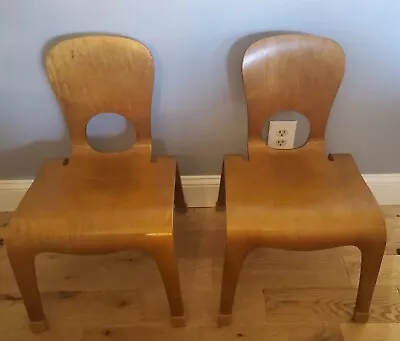 2 Mid Century Modern Eames Style  Plywood Child Chairs • $99