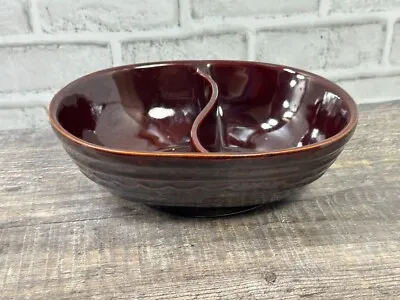 Vintage Marcrest Stoneware Daisy Dot Brown Divided Serving Dish Bowl Oven-Proof • $19.99