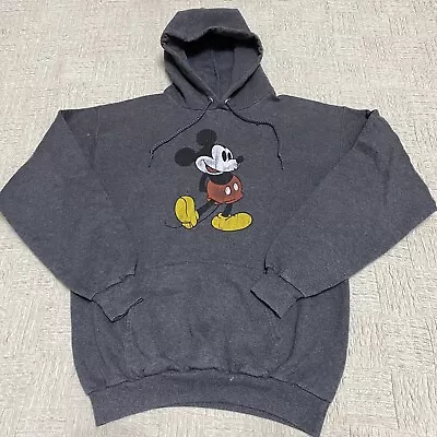 Walt Disney World Adult Medium Hoodie Mickey Mouse Gray Hooded Sweatshirt • $15.99