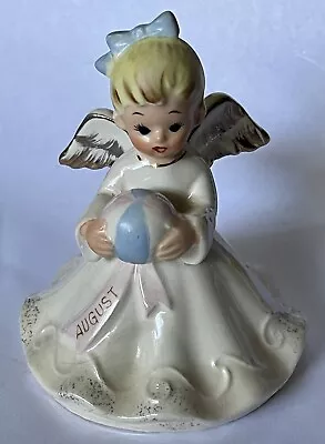 Vintage Birthday Angel August W/ Beachball Ceramic Figurine Norcrest Japan F-15 • $5