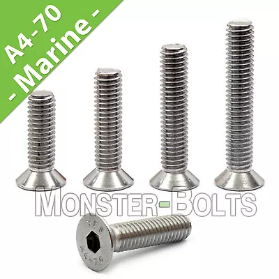 M4 Flat Socket Cap Screws Marine Grade 316 / A4 Stainless Steel Metric DIN 7991 • $5.69