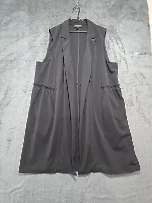 Lane Bryant Women's Size 22/24 Black Simple Long Pockets Classic Cinched Vest • £18.31