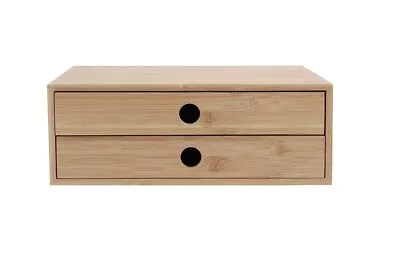 $25.47 • Buy Bamboo Desk Top Organiser Storage Drawer Desktop Documents Magazine Supplies-AU