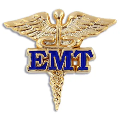 PinMart's EMT Caduceus Gold And Blue Medical Enamel Lapel Pin • $7.47