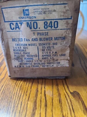 $90 • Buy NEW NOS Emerson 1/4 HP 115V 1725 RPM Electric Motor S55NXTD-840