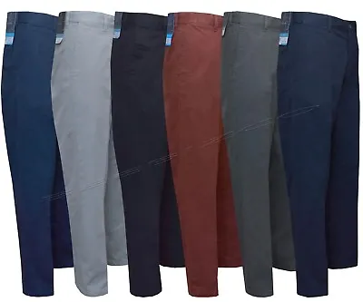 Mens Chino Classic Fit Trouser Casual 100% Cotton 30-46 Active Elasticated Waist • £14.95