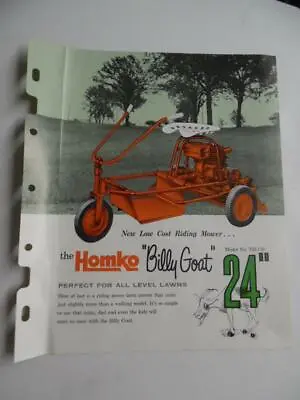 1950s HOMKO TD-179 Billy Goat Riding Lawn Mower Catalog Sheet Brochure Vintage  • $14.95