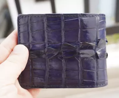 Blue Genuine CROCODILE ALLIGATOR Skin Leather Money Clip Wallet For Men #K33 • $49