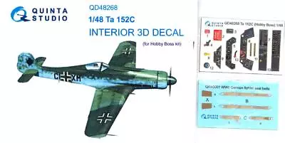 Quinta Studios 1/48 FOCKE WULF Ta-152C 3D DECAL COLORED INTERIOR SET Hobby Boss • $10.99