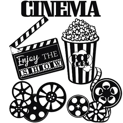 	Theater Room Decor Cinema And Popcorn Wall Art Metal Movie Reel Wall Sign Home	 • $23.83