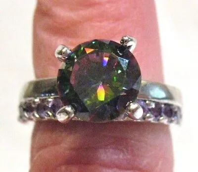 Sterling Silver Mystic Topaz Amethyst Ring Band Size 5   4.8 Grams • $40