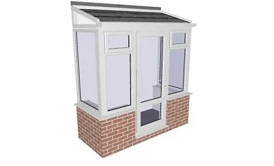 INSANE PORCH SALE! White Double Glazed Upvc Front Porch On Dwarf Wall 10ftx3.5ft • £1760