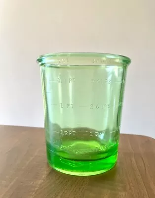 Uranium Glass D & B Measuring Glass 4 Cup Vaseline Depression Glass • $7.50