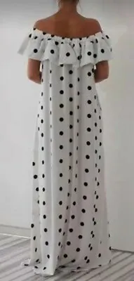 Polka Dot Tiered Maxi Dress White Black Women XS New • £43.43