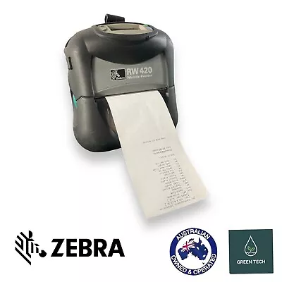 Zebra RW 420 Mobile Business Receipt Printer Wireless WiFi ~ Brisbane ~ Same Day • $148.95