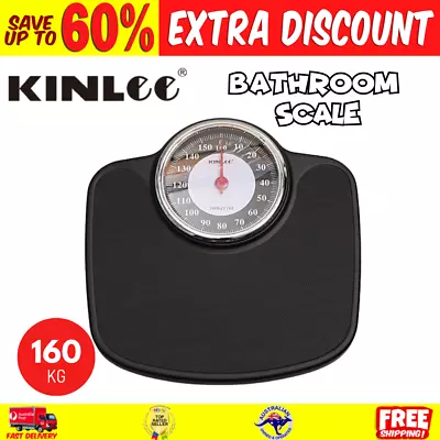 Mechanical Bathroom Scale 160KG Capacity Personal Body Weight Measurement Black • $86.95