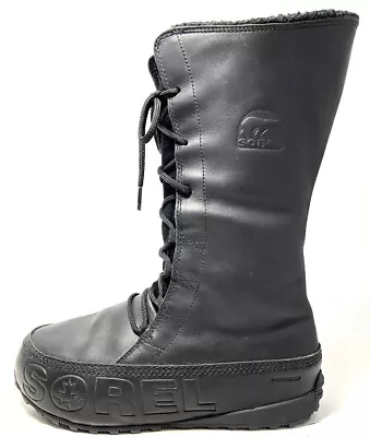 Sorel Shila Black Lace Up Lined Mid Calf Boots Women’s Size 8.5 RARE • $159