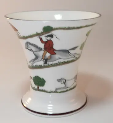 Coalport Hunting Scene 3 1/2  Trumpet Vase C1990s Excellent • £16.99