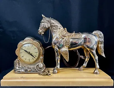 1950s United Self Starting Brass Finish Mantle Clock With Horse No. 315 T&W • $40.49