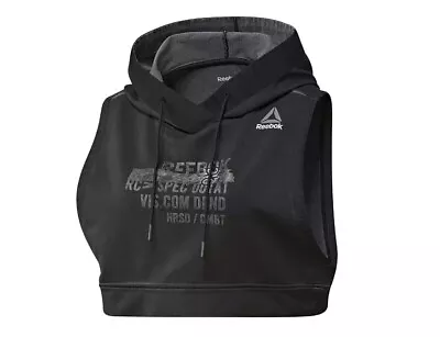 Reebok Combat Hoodie Women's Hooded Jumper Short Crop Sweater Fighter Black • $28.41