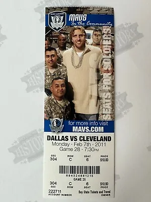 2011 Cleveland Cavaliers At Mavericks Ticket 2/7/11 Cavs Record 25th Consec Loss • $8