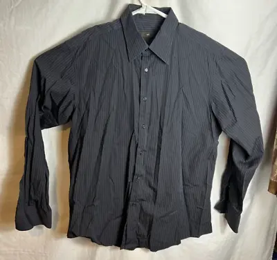 Ermenegildo Zegna City Men’s Long Sleeves Button Up Front Shirt XXL Navy Striped • $15.32