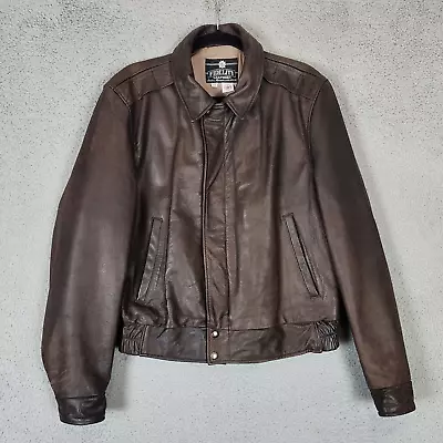 Vintage Fidelity Leather Jacket Mens 42 Retro Classic Full Zip Vented Bikercore • $51.80