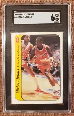 1986 Fleer Sticker #8 Michael Jordan Chicago Bulls Rookie Basketball Card SGC 6 • $549.99