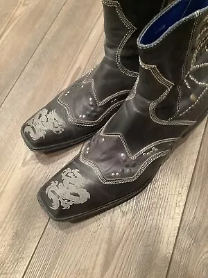 Mark Nason Rock Lives Studded Black Italian Leather Boots Mens Sz 10 (tiny Flaw) • $99