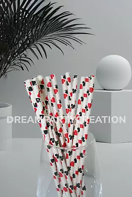 Eco-Friendly 7.75  CASINO CARD Suit Design Paper Straws Choose Package Amount  • $1.95
