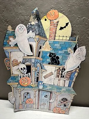 Vintage Eureka Haunted House Mansion Halloween Sign Decor Die Cut Paper • $19.99