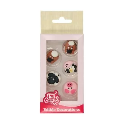 Farm Animal Sugar Decoration Cupcake Toppers Edible 12 Pack Sheep Pig Cow Horse • £7.94