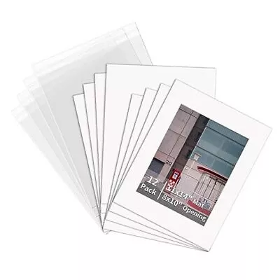  11x14 Picture Mats With Core 12 Pcs 11x14 For Photos 8x10 Complete Set White • $26.82